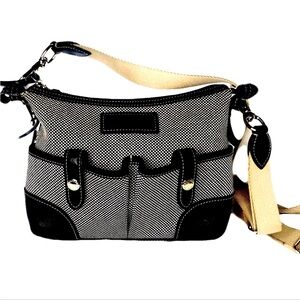 Dooney & Bourke Travel Tweed/Black Leather Cross Body Shoulder Bag